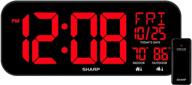 ⏰ sharp 14-inch led clock with oversized screen, outdoor/indoor temperature, date, and day of week - 4-inch digits logo