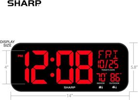 img 2 attached to ⏰ SHARP 14-inch LED Clock with Oversized Screen, Outdoor/Indoor Temperature, Date, and Day of Week - 4-inch Digits