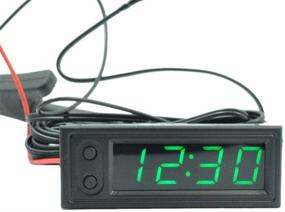 img 1 attached to 🚗 Car LED Temperature Clock: 3-in-1 Digital Voltmeter Gauge with Light - Decorative Car Accessories