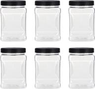 lawei 6 pack clear plastic jars with lids - 32 oz square containers with easy grip handles for dry goods, cookies, candy, and more - plastic storage jars логотип