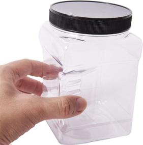 img 2 attached to Lawei 6 Pack Clear Plastic Jars with Lids - 32 Oz Square Containers with Easy Grip Handles for Dry Goods, Cookies, Candy, and More - Plastic Storage Jars