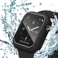 чехол для apple watch: водонепроницаемый защитный стеклянный экран | series 6/5/4/se 44 мм | защита всего экрана с сенсорной чувствительностью hd | черная обводка | совместим с iwatch 44 мм логотип