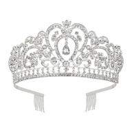 👑 makone crystal crowns and tiaras with comb for girls or women | christmas, birthday, halloween, party, wedding tiaras | valentines gifts | style-6 logo