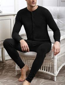 img 1 attached to 👔 Ultimate Comfort and Style: COLORFULLEAF Men's Cotton Thermal Underwear Union Suits Henley Onesies Base Layer