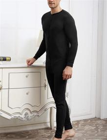 img 2 attached to 👔 Ultimate Comfort and Style: COLORFULLEAF Men's Cotton Thermal Underwear Union Suits Henley Onesies Base Layer