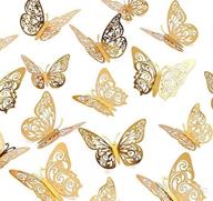 img 1 attached to 🦋 Gold 3D Butterfly Wall Stickers - Set of 48, 4 Styles, 3 Sizes - Removable Metallic Room Decals for Kids Bedroom, Nursery, Classroom, Party, Wedding Decor - DIY Gift review by Barbara Simmons