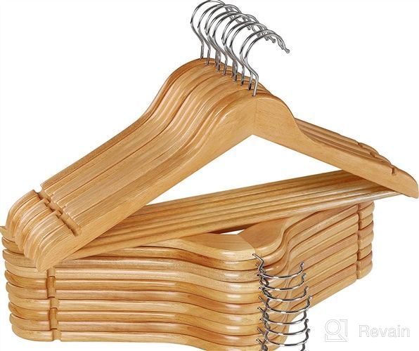 img 1 attached to 👕 Utopia Home Premium Wooden Hangers - 20 Pack - 360-Degree Rotatable Hook - Durable, Slim & Non-Slip - Shoulder Grooves - Lightweight Hangers for Coats, Suits, Pants & Jackets - Natural Finish review by Hannah Curi