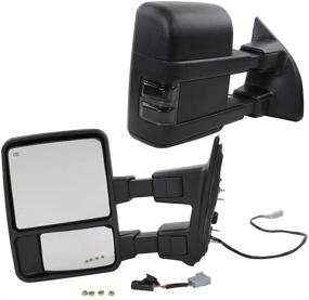 img 3 attached to 🚗 Зеркала для эвакуации замены для Ford F250 F350 F450 F550 Super Duty 01-05 Excursion с 99-07 годом выпуска, комплект, выдвижные, курительные, электроподогрев, с LED-сигнальным светом, боковые зеркала: повышение видимости и функциональности для вашего автомобиля Ford.