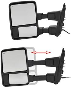 img 2 attached to 🚗 Зеркала для эвакуации замены для Ford F250 F350 F450 F550 Super Duty 01-05 Excursion с 99-07 годом выпуска, комплект, выдвижные, курительные, электроподогрев, с LED-сигнальным светом, боковые зеркала: повышение видимости и функциональности для вашего автомобиля Ford.