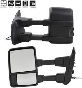 img 4 attached to 🚗 Зеркала для эвакуации замены для Ford F250 F350 F450 F550 Super Duty 01-05 Excursion с 99-07 годом выпуска, комплект, выдвижные, курительные, электроподогрев, с LED-сигнальным светом, боковые зеркала: повышение видимости и функциональности для вашего автомобиля Ford.