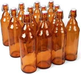 img 4 attached to 🍺 12-Pack of Quart-Sized 33 oz. Grolsch Beer Bottles – Airtight Swing Top/Flip Top Seal for Home Brewing & Fermenting Alcohol, Kombucha Tea, Wine, and Homemade Soda - Amber Glass Supplies