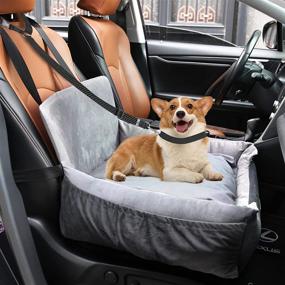 img 4 attached to 🐶 LOOBANI Dog Car Seat with Storage Pocket & Seatbelts Headrest Harness - Portable Pet Booster Seat for Travel Safety, Ideal for Small to Medium Dogs, Fully Detachable and Washable Dog Bed