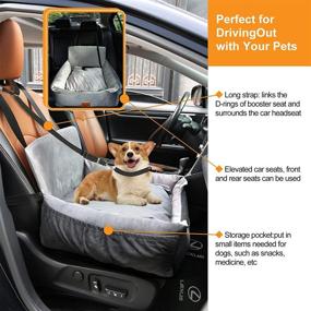img 1 attached to 🐶 LOOBANI Dog Car Seat with Storage Pocket & Seatbelts Headrest Harness - Portable Pet Booster Seat for Travel Safety, Ideal for Small to Medium Dogs, Fully Detachable and Washable Dog Bed