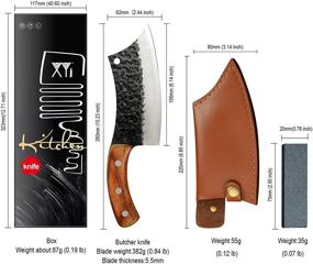 img 2 attached to 🔪 Authentic XYJ FULL TANG 6.2 Inch Tactical Kitchen Knife Cleaver Chef Knives: Premium Stainless Steel Slicer, Butcher & Cooking Tool with Leather Sheath