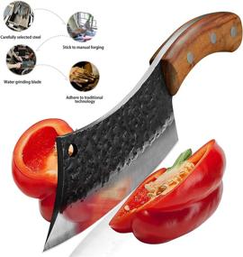 img 1 attached to 🔪 Authentic XYJ FULL TANG 6.2 Inch Tactical Kitchen Knife Cleaver Chef Knives: Premium Stainless Steel Slicer, Butcher & Cooking Tool with Leather Sheath