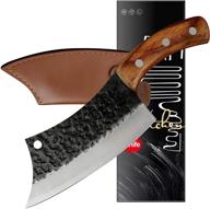 🔪 authentic xyj full tang 6.2 inch tactical kitchen knife cleaver chef knives: premium stainless steel slicer, butcher & cooking tool with leather sheath logo