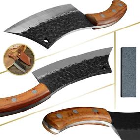 img 3 attached to 🔪 Authentic XYJ FULL TANG 6.2 Inch Tactical Kitchen Knife Cleaver Chef Knives: Premium Stainless Steel Slicer, Butcher & Cooking Tool with Leather Sheath