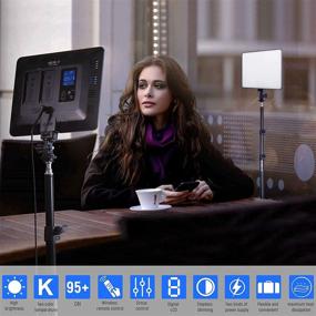 img 2 attached to 🎥 Набор из 2 светодиодных видео-светильников VILTROX VL-200T с штативом и беспроводным пультом ДУ, 30 Вт / 2450 люксов диммируемые 3300K-5600K светодиодные панели CRI 95+ для фотографии, видеопортретов, конференций, видеоблогов и стриминга.