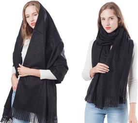 img 3 attached to Cashmere Scarfs Pashminas Blanket 1 Black Women's Accessories