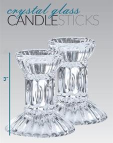 img 2 attached to Premium Round Base Crystal Candlesticks - Elegant 2 Pack Set by Ner Mitzvah