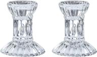 premium round base crystal candlesticks - elegant 2 pack set by ner mitzvah logo