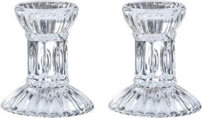 img 4 attached to Premium Round Base Crystal Candlesticks - Elegant 2 Pack Set by Ner Mitzvah