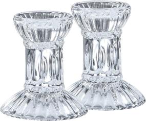 img 3 attached to Premium Round Base Crystal Candlesticks - Elegant 2 Pack Set by Ner Mitzvah
