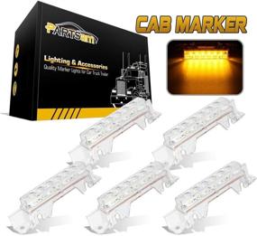 img 4 attached to Partsam 5PCS Clear Lens 6LED Amber Cab Light Truck Trailer Top Cab Marker Roof Running Light Waterproof Reflective Lights Assembly - Compatible with 2004 VN/2003-2020 VNL Trucks