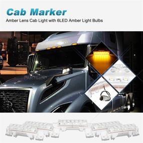 img 3 attached to Partsam 5PCS Clear Lens 6LED Amber Cab Light Truck Trailer Top Cab Marker Roof Running Light Waterproof Reflective Lights Assembly - Compatible with 2004 VN/2003-2020 VNL Trucks