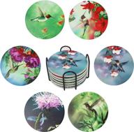 🦜 efficient absorbent tumbled coaster set with hummingbird design логотип