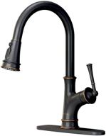 🚰 appaso oil rubbed bronze kitchen faucet with pull down sprayer - single-handle high arc single hole sink faucet with escutcheon logo