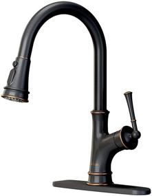 img 4 attached to 🚰 APPASO Oil Rubbed Bronze Kitchen Faucet with Pull Down Sprayer - Single-Handle High Arc Single Hole Sink Faucet with Escutcheon