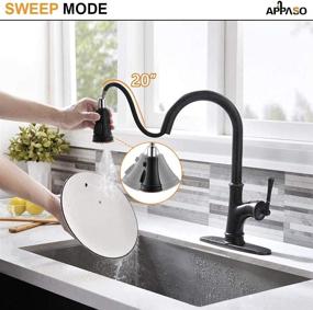 img 3 attached to 🚰 APPASO Oil Rubbed Bronze Kitchen Faucet with Pull Down Sprayer - Single-Handle High Arc Single Hole Sink Faucet with Escutcheon