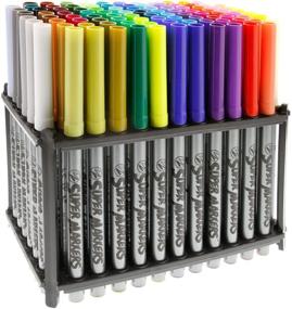 img 3 attached to 100-Piece Super Marker Set - Wide Range of Vibrant Colors - Universal Bullet Point Tips for Fine and Bold Lines - Marker Storage Rack Included