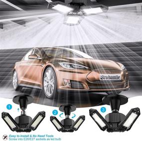 img 3 attached to 🔦 6 Pack LED Garage Lights - 80W Shop Lights for Garage with Deformable Design - E26 E27 Base Ceiling LED Lights for Garage Workshop Basement - High-Quality LED Light Bulb