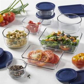 img 1 attached to 🍽️ Anchor Hocking 16 Piece Glass Food Storage Containers: Space Saving Meal Prep with Navy SnugFit Lids