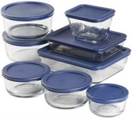 🍽️ anchor hocking 16 piece glass food storage containers: space saving meal prep with navy snugfit lids логотип