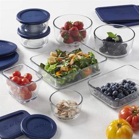 img 3 attached to 🍽️ Anchor Hocking 16 Piece Glass Food Storage Containers: Space Saving Meal Prep with Navy SnugFit Lids