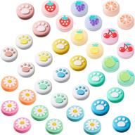 🎮 36 soft silicone thumb grip caps replacement - cute cat paw, flower, fruit design - luminous at dark joystick cap - compatible with nintendo switch, switch lite joy-con logo