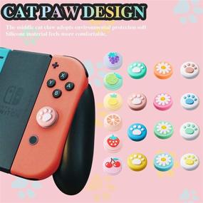 img 1 attached to 🎮 36 Soft Silicone Thumb Grip Caps Replacement - Cute Cat Paw, Flower, Fruit Design - Luminous at Dark Joystick Cap - Compatible with Nintendo Switch, Switch Lite Joy-Con