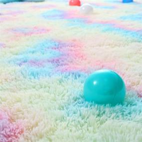 img 1 attached to Flagover Fluffy Rainbow Area Rugs: Vibrant and Soft Colorful Décor for Girls Room, Kids, Nursery, Living Room - Large 4 x 6 ft Accent Floor Carpet