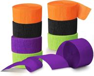 🎃 halloween party supplies - 8 rolls of black and orange crepe paper streamers, perfect for halloween themed party, horror party, birthday, and home party backdrop decorations, 82ft in length логотип