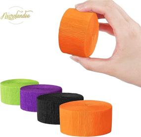 img 1 attached to 🎃 Halloween Party Supplies - 8 Rolls of Black and Orange Crepe Paper Streamers, Perfect for Halloween Themed Party, Horror Party, Birthday, and Home Party Backdrop Decorations, 82ft in Length