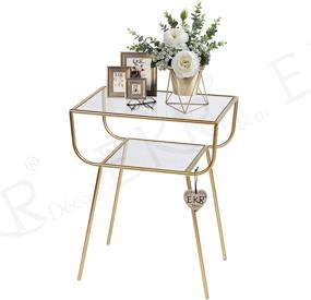 img 2 attached to EKR Nightstand Table with 2 Tempered Glass Tiers, Metal Gold Side Table for Living Room, Balcony, and Bedroom