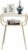 ekr nightstand table with 2 tempered glass tiers, metal gold side table for living room, balcony, and bedroom logo