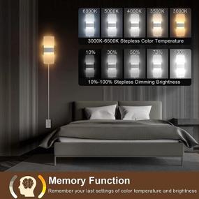 img 2 attached to 🔌 ENCOMLI Stepless Adjustable Plug in Wall Sconces: 3000K-6500K Colors, 10%-100% Brightness, Remote Control, 12W Acrylic LED Wall Lamp with 6FT Plug-in Cord - 2 Pack