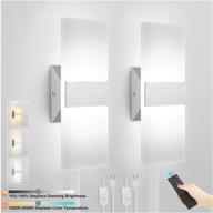 🔌 encomli stepless adjustable plug in wall sconces: 3000k-6500k colors, 10%-100% brightness, remote control, 12w acrylic led wall lamp with 6ft plug-in cord - 2 pack логотип