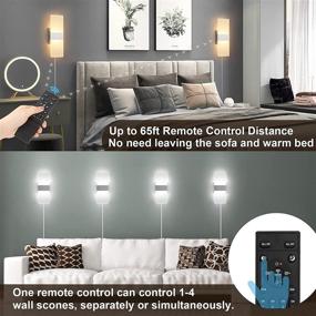 img 1 attached to 🔌 ENCOMLI Stepless Adjustable Plug in Wall Sconces: 3000K-6500K Colors, 10%-100% Brightness, Remote Control, 12W Acrylic LED Wall Lamp with 6FT Plug-in Cord - 2 Pack