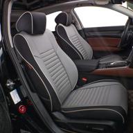ekr custom fit full set car seat covers for select honda accord 2013 2014 2015 2016 2017 (rear row w/ solid folding backrest)-leatherette(black/gray) logo