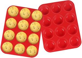 img 3 attached to 🧁 Silicone Muffin Pan, McoMce Egg Muffin Tin: Food Grade Silicone Cupcake Baking Cups, BPA-Free, Reusable & Non-Stick, 12 Cups - Red